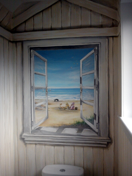 beach hut mural