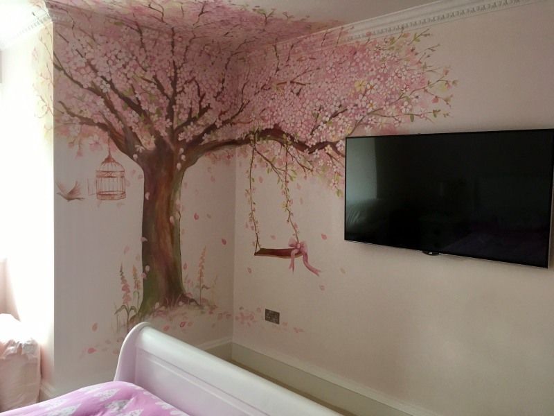 cherry blossom mural